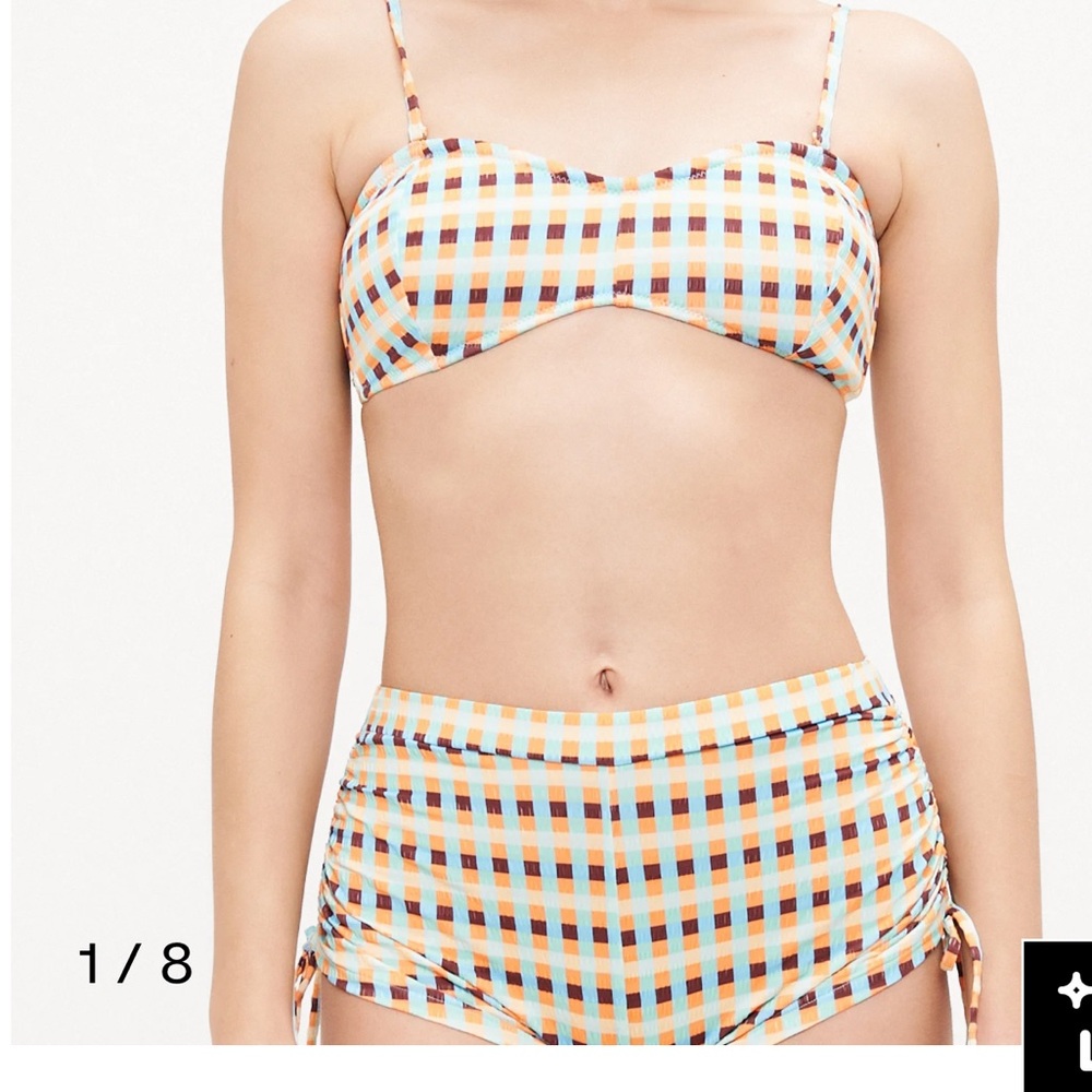 RIPCURL LOTTIE CHECK BANDEAU BIKINI TOP & BIKINI BOTTOM, M - Picture 9 of 11